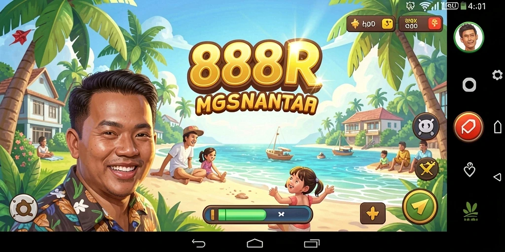 Screenshot utama 888R menunjukkan gameplay santai dan menantang.