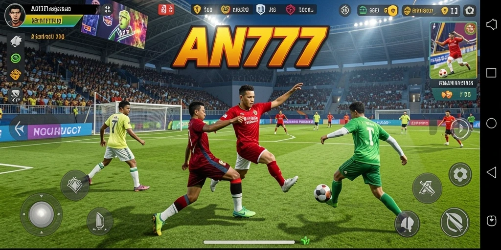Tangkapan layar AN777 menampilkan aksi permainan olahraga yang intens.