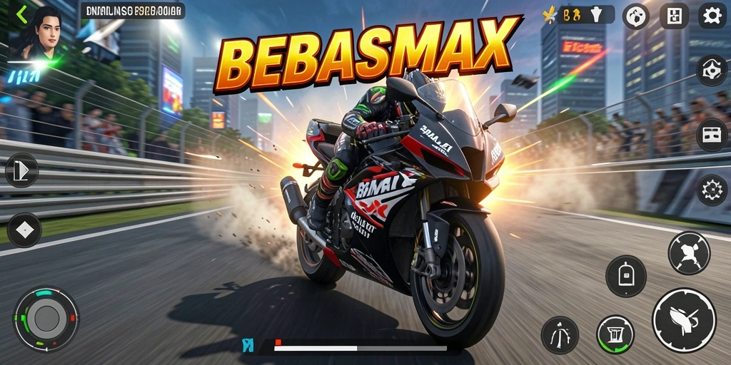 Gameplay balap motor yang seru dan mendebarkan di BEBASMAX.