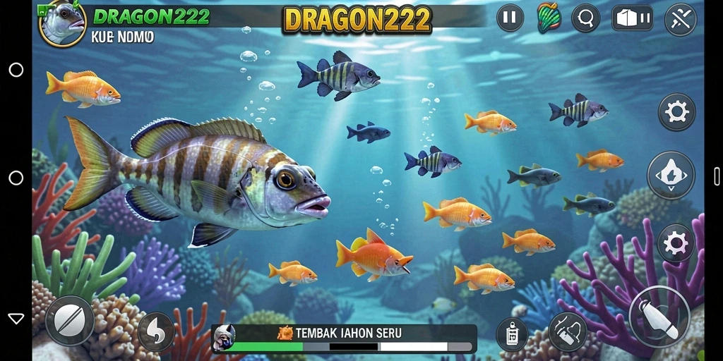 Tampilan gameplay seru DRAGON222 saat menangkap ikan.