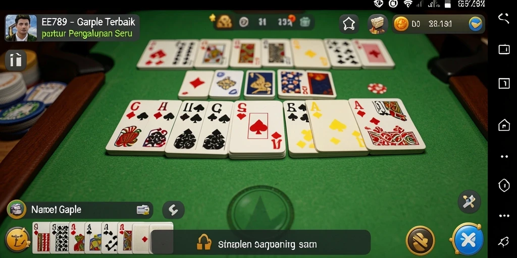 Tampilan gameplay seru di EE789 dengan suasana Gaple yang menyenangkan.
