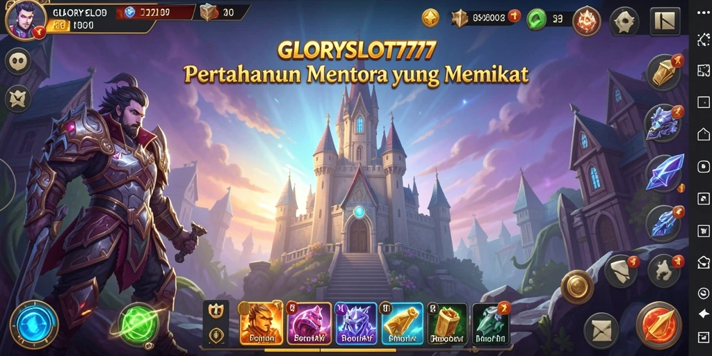 Tampilan gameplay menara dalam GLORYSLOT777 yang mendebarkan.
