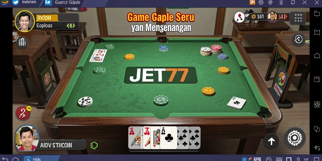 Screenshot gameplay JET77 menampilkan momen seru bermain Gaple.