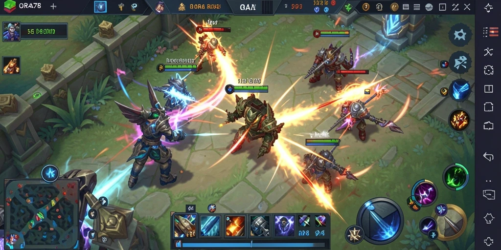 Screenshot gameplay ORA78 menampilkan duel seru antar hero.