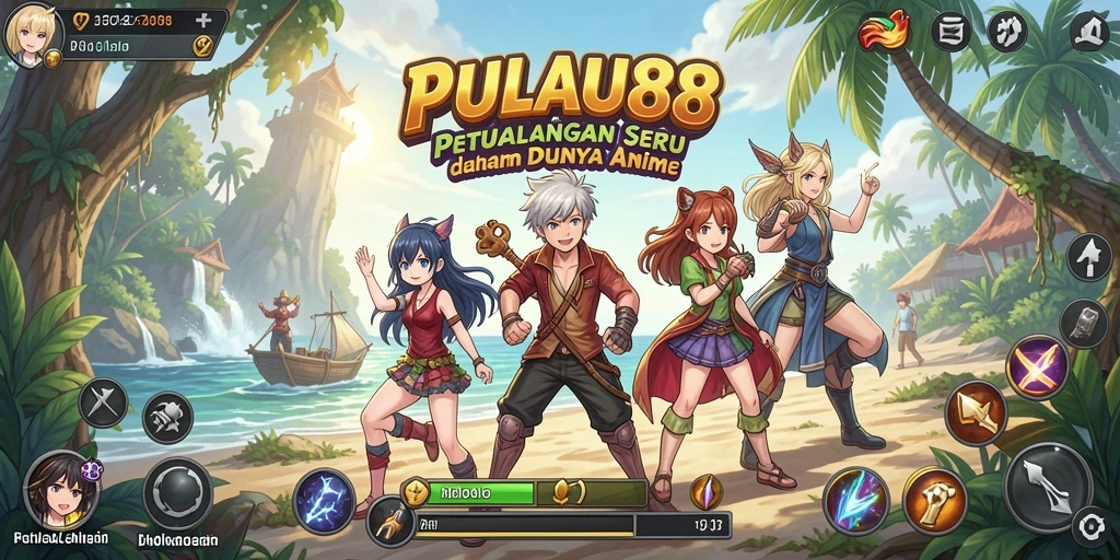 Tampilan gameplay menarik di PULAU88 dengan karakter anime yang indah.
