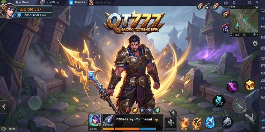 Tangkapan layar permainan QT777 menampilkan aksi seru dalam petualangan MMORPG.