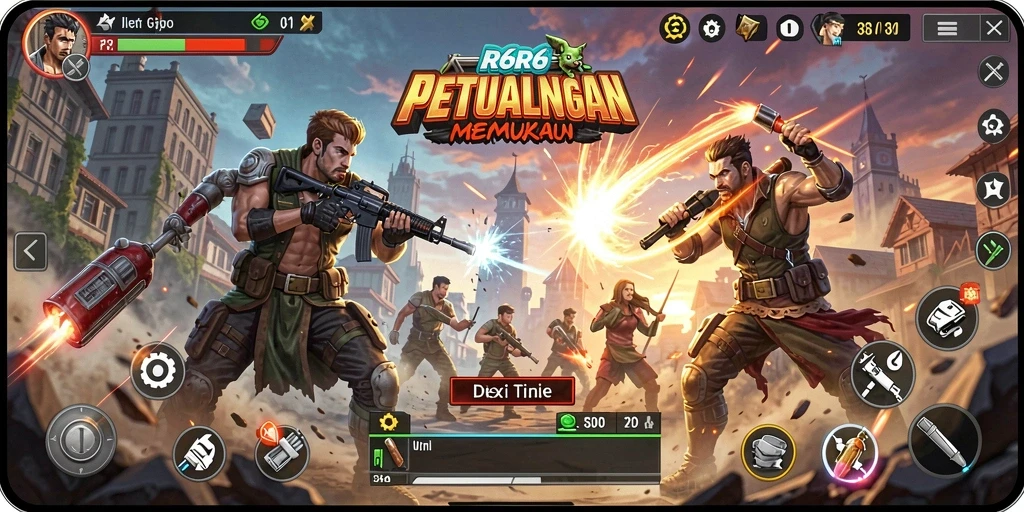 Tampilan gameplay aksi yang mendebarkan dalam R6R6.