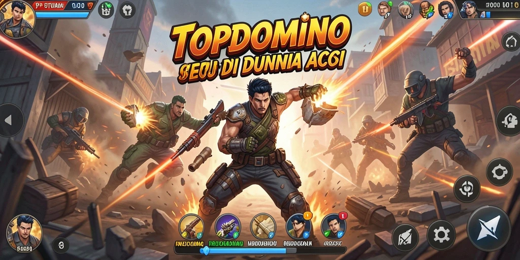 Tampilan aksi mendebarkan dalam gameplay TOPDOMINO.