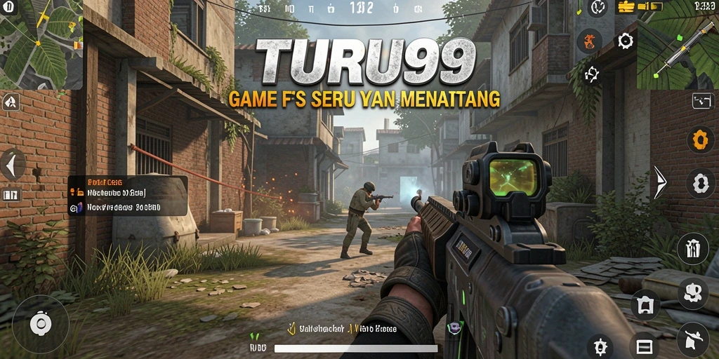 Tangkapan layar gameplay menampilkan aksi tempur intens di TURU99.