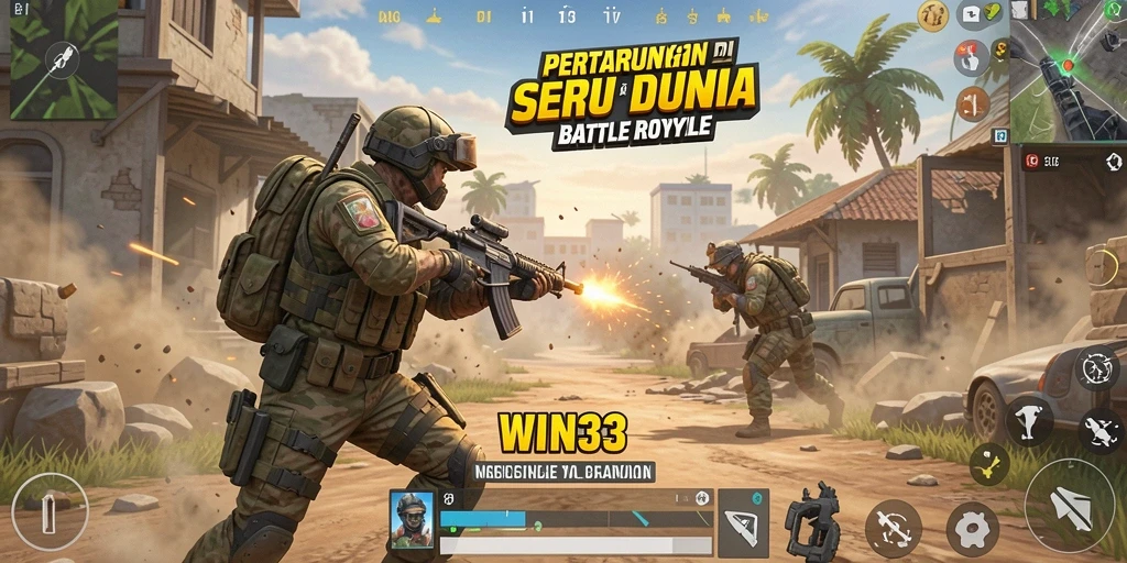 Gameplay seru WIN33 dengan aksi Battle Royale yang intens.
